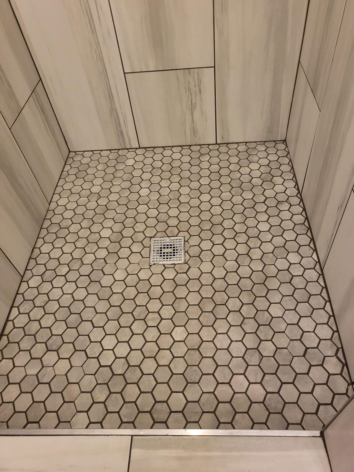 Hexagon mosaic shower floor